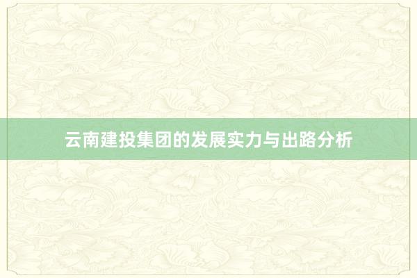 云南建投集团的发展实力与出路分析
